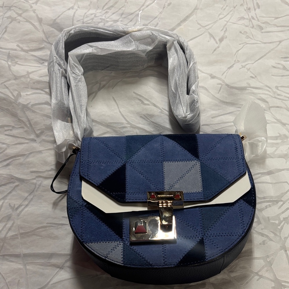 Brand New, Rebecca Minkoff Blue Geometric Crossbody Bag